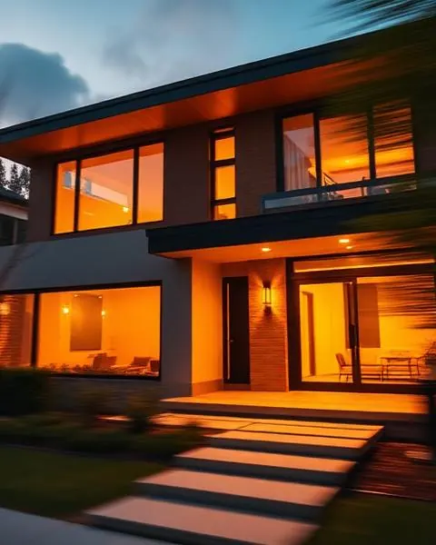 Fachada de casa ao entardecer — vídeo imobiliário Sheep House